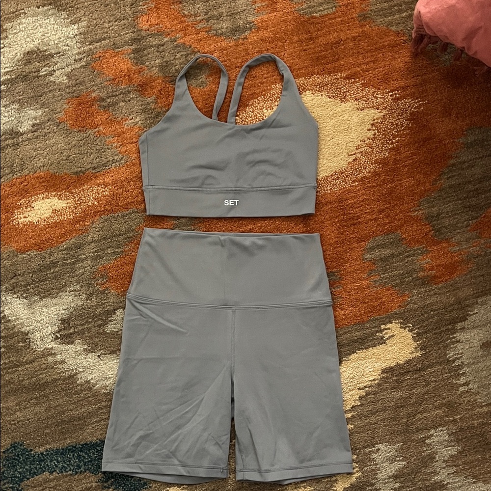 SET Active Charcoal Bike Shorts AND Bra